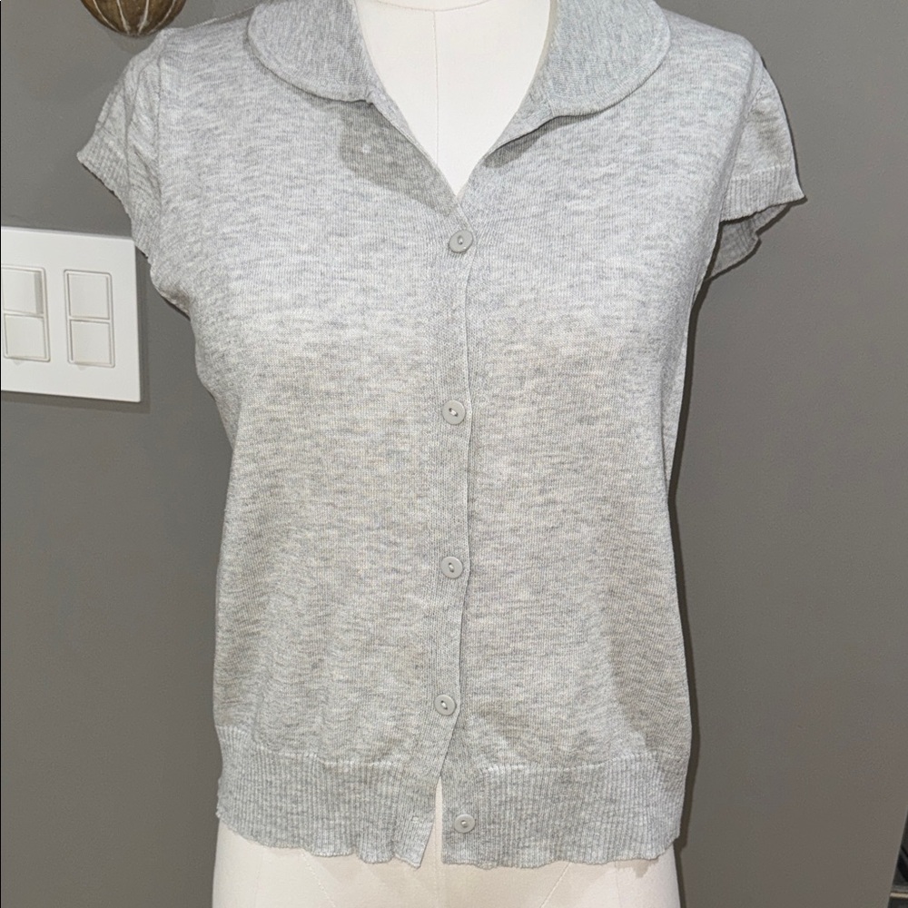 Gray Button-Up Women's Top